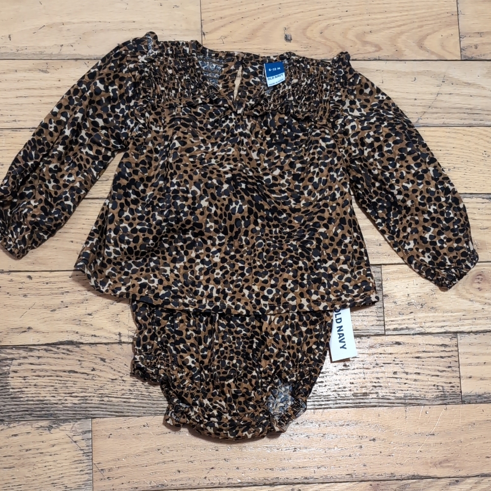 NEW! Old Navy Kids Leopard Print Blouse and Bloomers 6-12M *Q14